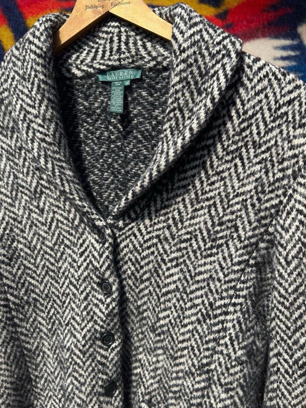 90’s Ralph Lauren Wool / Alpaca / Rabit Shawl Cardigan Sweater Women’s XL